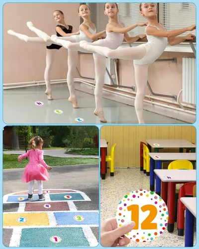 Vista 6 de PETCEE 36 calcomanías de confeti para el suelo del aula, 36 unidades, calcomanías de números de confeti para aula, jardín de infantes, preescolar