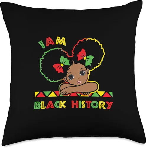 Vista 4 de I am Black History Little Girl Afro Love African I am Black History Cute Little Girl Afro African American - Almohada de 16 x 16 pulgadas, multicolor