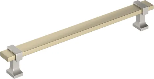 Vista 28 de Amerock Overton - Tirador para gabinete de 96 mm de centro a centro en acabado negro mate cepillado/bronce champán, BP36681BMBCZ