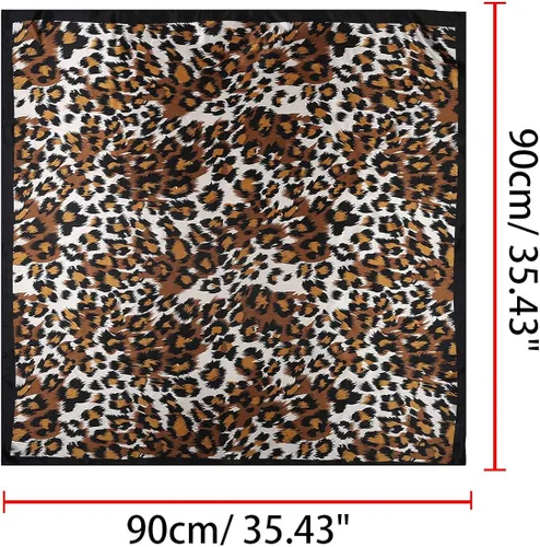 Vista 3 de Allegra K Pañuelos cuadrados con estampado de leopardo para mujer, pañuelo y cuello