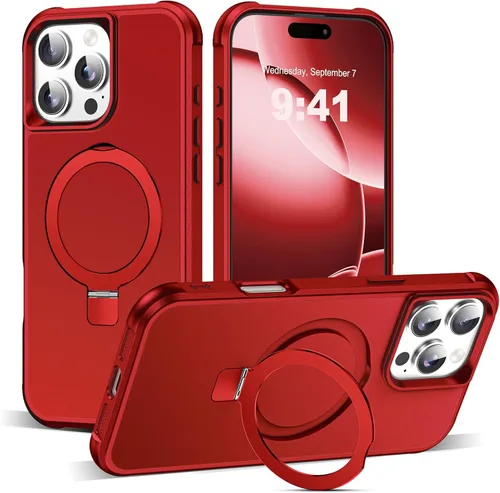Vista 133 de SKYLMW - Funda compatible con iPhone 11 de 6.1 pulgadas, con soporte magnético invisible tipo anillo, funda translúcida de grado militar, compatible