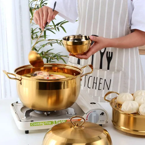 Vista 2 de Juego de vaporizador de acero inoxidable resistente de alta calidad, 3 niveles, incluye 2 ollas de cocina, 1 septa y tapa para cocinar al vapor