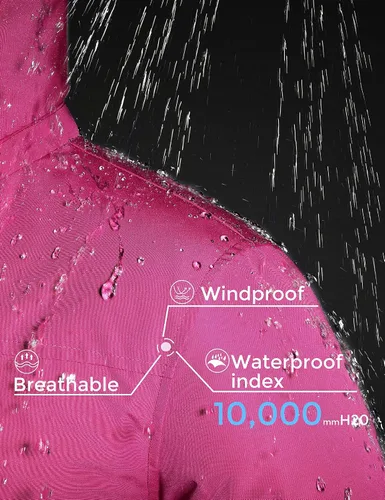 Vista 5 de ZSHOW Chaqueta de esquí impermeable para niñas, abrigo de invierno con forro polar cálido acolchado grueso