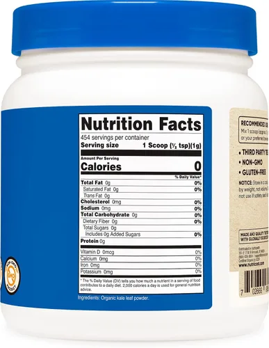 Vista 5 de Nutricost Polvo de col rizada orgánica de 1 libra (2 botellas) - Todo natural, sin OMG, sin gluten, puro, col rizada premium