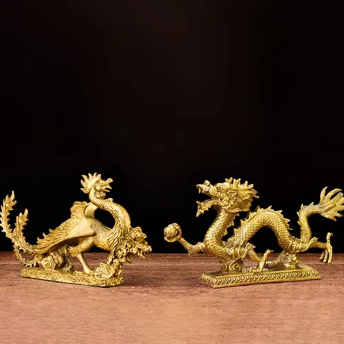 Vista 5 de Beavorty Estatua de dragón chino Feng Shui, escultura de dragón dorado, figuras reales del zodiaco 2023, escultura de año nuevo, adornos de mesa