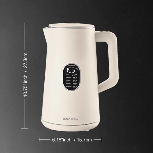Vista 8 de Tetera eléctrica de 1,5 L, control de temperatura, color blanco Blanco crema