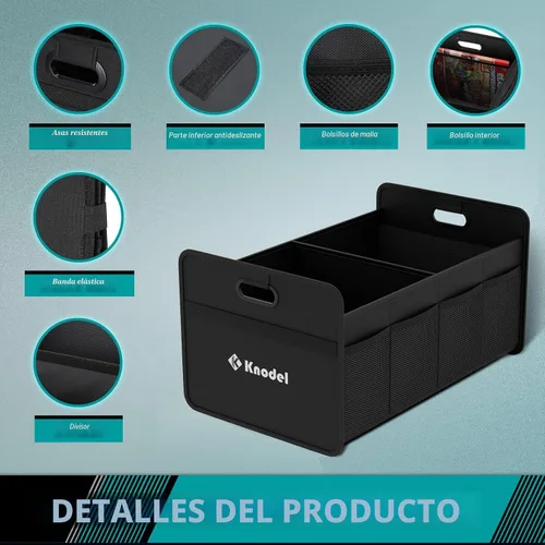 Vista 3 de K KNODEL Organizador de maletero de automóvil, organizador plegable para automóvil, consolas y organizadores automotrices, almacenamiento con asas