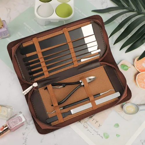 Vista 7 de Segbeauty Juego de cuchillos de pedicura de 9 piezas, juego de limas de pie de acero de manganeso con bolsa de almacenamiento, herramienta de hoja