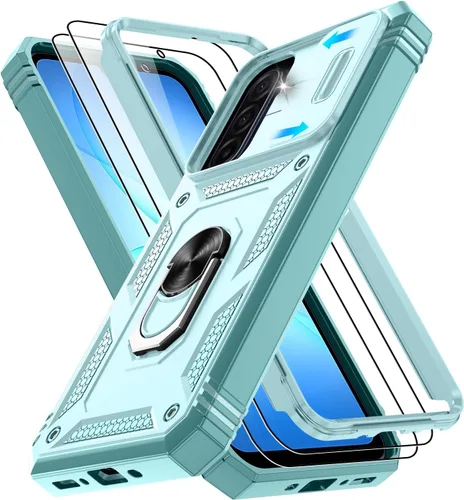 Vista 131 de Gritup Funda para Google Pixel 6 con cubierta deslizante para cámara y protector de pantalla (2 unidades), soporte de anillo giratorio 360°, funda
