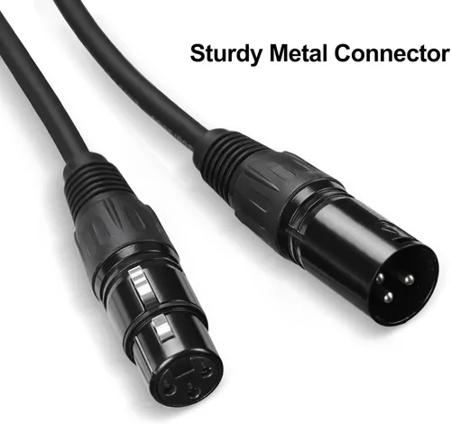 Vista 4 de Cable DMX de 10 pies, paquete de 4 cables de luz DMX de 9.8 ft, cables DMX de 3 pines, cable de señal XLR macho a hembra con conectores metálicos