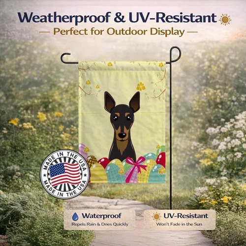 Vista 517 de Caroline's Treasures BB1923GF Bandera decorativa para jardín con diseño de Border Collie, para caza de huevos de Pascua, para jardín, jardín, patio