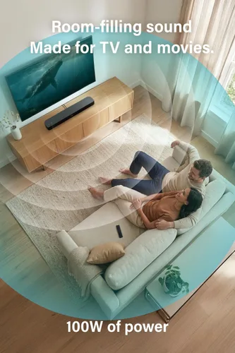 Vista 4 de FUNLOGY Barra de sonido para Smart TV, barra de sonido Bluetooth 5.0 de 100 W 2.1 canales con HDMI ARC, óptico y AUX, control remoto, para proyector