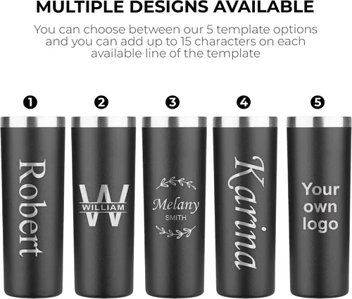Vista 3 de Vaso aislado personalizado de 20 onzas con tapa, termo personalizado con recubrimiento de polvo de metal delgado para mujeres y hombres, regalo