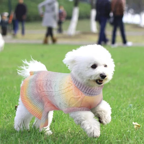 Vista 6 de QBLEEV Suéteres para Perras Pequeñas - Suéteres Suaves y Cálidos de Invierno y Otoño con Cuello de Tortuga y Opciones de Chaleco para Cachorras