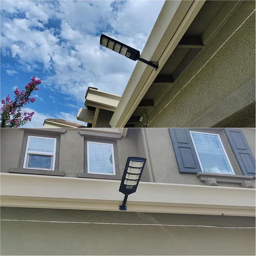 Vista 9 de OKPRO Luces solares impermeables para exteriores, luz solar de gran angular, luces de inundación solares de 6500 K con sensor de movimiento al aire
