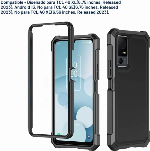 Vista 2 de Ailiber Funda para TCL 40 XL T608M/Jitterbug Smart 4/40T T608DL, color Esquinas Air-Guard y negro
