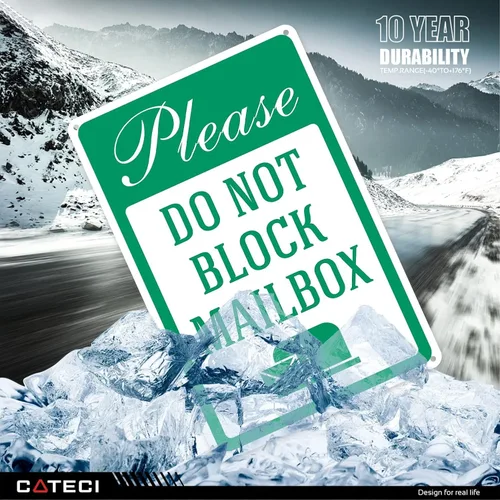 Vista 4 de Letrero de propiedad con texto en inglés «Please Do Not Block» para buzón de correo, decoración de otoño para el hogar, letrero de cuidado