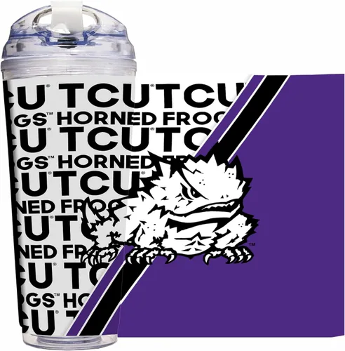 Vista 109 de Rico Industries Taza acrílica NCAA estándar de 24 onzas con tapa con bisagra, taza de doble pared oficialmente licenciada con pajita