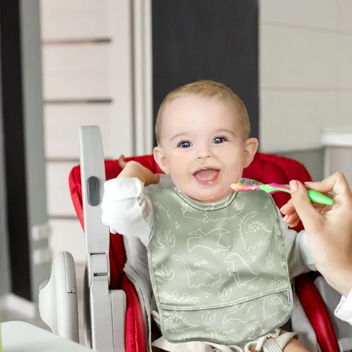 Vista 7 de modernKIDS Babero sin mangas para niñas y niños Babero impermeable para bebé Bata de bebé para comer Babero delantal con bolsillo