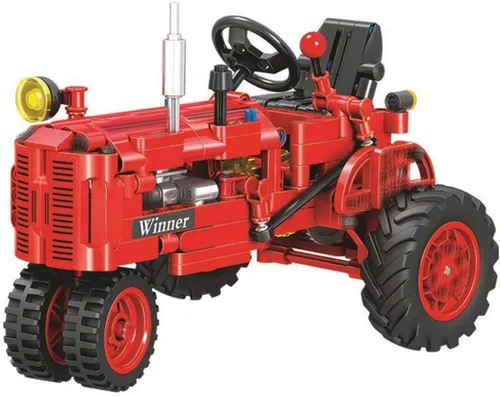 Vista 2 de Juego de bloques de construcción de tractor clásico, 302 piezas de bloques de construcción de tractor agrícola clásico, juego de modelos de juguete