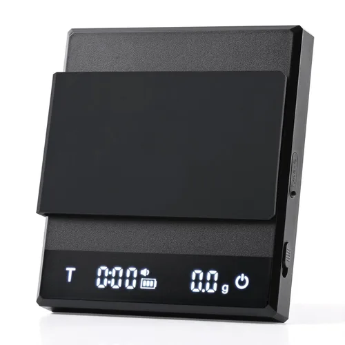Vista 9 de Báscula de café recargable con temporizador, gran escala digital de vertido, precisión de 4.4 lbs/0.00 oz para peso de espresso, goteo, tara Negro