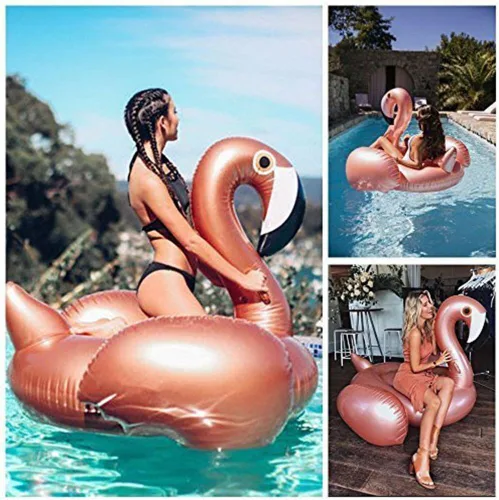 Vista 7 de Flotador inflable gigante de flamenco, flotador inflable gigante para piscina, balsa de piscina, paseo en tumbona de piscina, juguete de agua