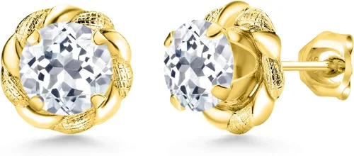 Vista 86 de Gem Stone King Aretes de plata de ley 925 de 0.236 in con piedra natal redonda para mujer