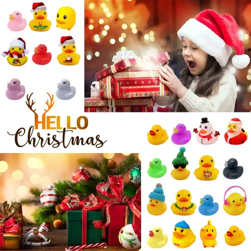 Vista 3 de Calendario de Adviento 2024, patos de goma, juguetes de baño, caja ciega de Navidad, patos de juguete, mini patos para niños, niñas, decoración