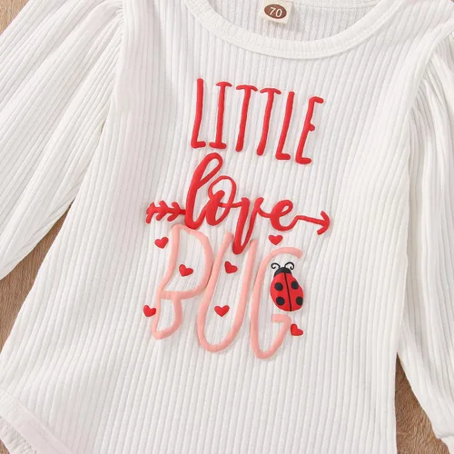 Vista 4 de FIOMVA Conjunto de ropa de 3 piezas con estampado de corazón para bebé recién nacida, para el día de San Valentín
