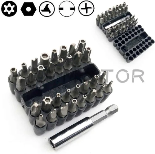 Vista 8 de Juego de puntas de seguridad Phillips Torx Hex Star de 33 piezas a prueba de manipulaciones [P/N: ET001-33-BK]