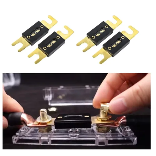 Vista 5 de Fusible ANL de 160 A, 160 A, 32 V, fusible ANL chapado en oro de 160 A, adecuado para sistema de radio de automóvil y audio y video (paquete de 4)