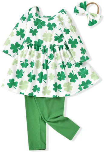 Vista 17 de Aalizzwell Conjunto de túnica floral para niñas pequeñas para otoño e invierno Naranja