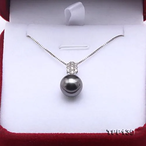 Vista 5 de Plata de ley jyx 9,5mm Tahitian Perla Cultivada Collar con Colgante