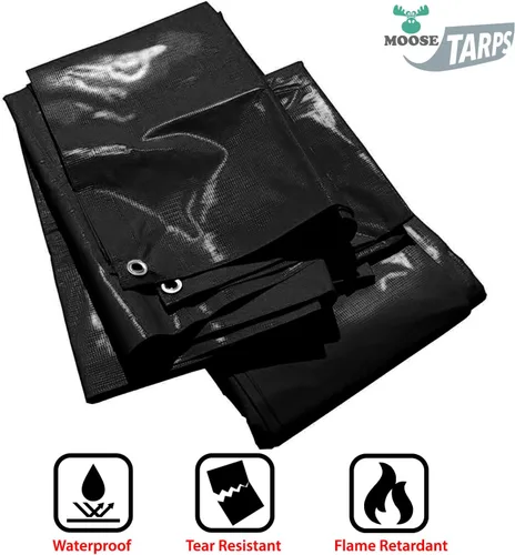 Vista 3 de Lona resistente, lona 100% impermeable de vinilo de PVC de 12 mil de grosor para camping, cubierta protectora gruesa multiusos, a prueba de clima