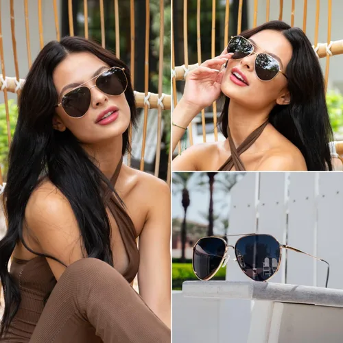Vista 3 de WearMe Pro Gafas de sol polarizadas aviador para mujeres y hombres protección UV lente reflectante rosa azul aviadores negros