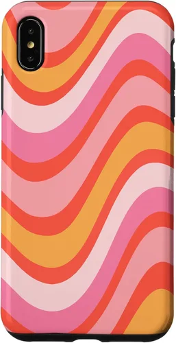 Vista 10 de iPhone 13 Pro Retro Liquid Swirl patrón de líneas onduladas rosa mandarina naranja funda