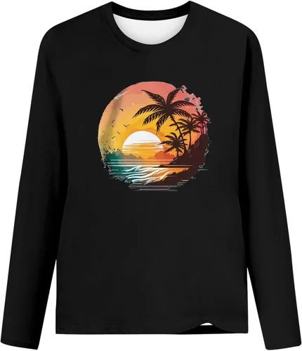 Vista 4 de Cethrio Sudaderas con cuello redondo para mujer, a la moda, casual, de gran tamaño, de manga larga, suéter para adolescentes y niñas