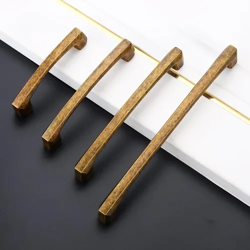 Vista 5 de Juego de 10 pomos de gabinete de 1 pulgada de latón antiguo para cajones de cocina - Manijas vintage retro cuadradas para tocador