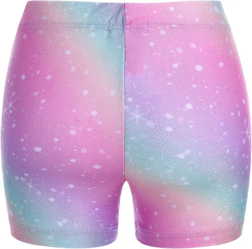 Vista 3 de Zaclotre Pantalones cortos de gimnasia para niños y niñas bailarina con brillo pantalones cortos de gimnasia atlética