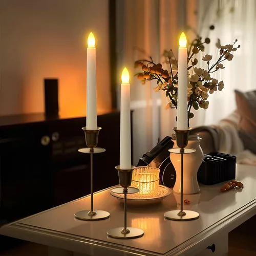 Vista 4 de PChero - Velas LED sin llama con temporizador remoto, 7.9 pulgadas, color marfil Funciona con pilas, flotante, parpadeante, boda, Halloween, 6
