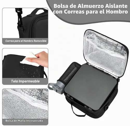 Vista 4 de Caja de almuerzo Bento para niños con termo para sopa de 8oz, botella de agua, contenedores de comida para almuerzo a prueba de fugas para niños