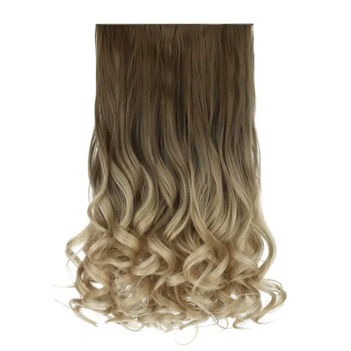Vista 31 de REECHO Extensiones de cabello rubio, extensiones de una pieza con clip de 20" para mujer, extensiones de cabello sintético suave y natural con ondas