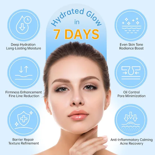 Vista 3 de Frascos de suero ultra hidratante al 5% con niacinamida, células madre de colágeno, Wake Nature Perfection Antienvejecimiento Hidratación