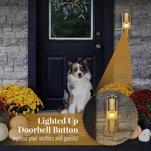 Vista 5 de Dreyoo Botón de metal iluminado para timbre, interruptor universal de apertura de puerta de garaje con luz LED compatible con la mayoría de timbres