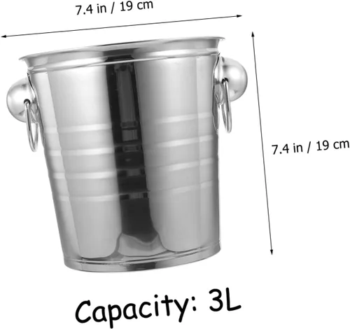 Vista 2 de Cubo de almacenamiento de hielo grueso de acero inoxidable con doble asa enfriador de cerveza para Ktv bares fiestas para botellas y bebidas