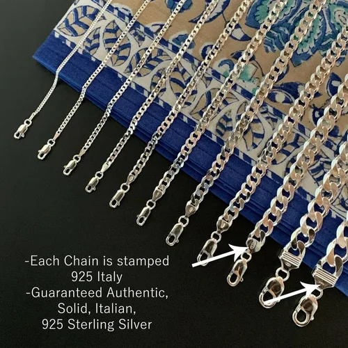 Vista 3 de Necklace for Men and Women 925 Sterling Silver Chain Plata