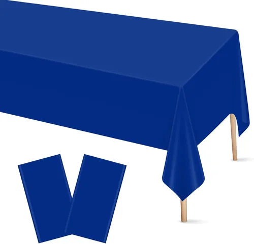 Vista 12 de Mulbozy 2 piezas de mantel de plástico negro para mesa rectangular, 54 × 108 pulgadas, fundas desechables de mesa para fiestas negras