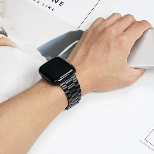 Vista 6 de iiteeology - Correa compatible con Apple Watch de 1.49" (38mm) Serie 3 2 1, correa mejorada de acero inoxidable con protector de pantalla