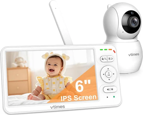 Vista 9 de VTimes Monitor de bebé con cámara y audio, monitor de video para bebé, sin wifi, visión nocturna, pantalla LCD de 2.4", monitor de cámara portátil