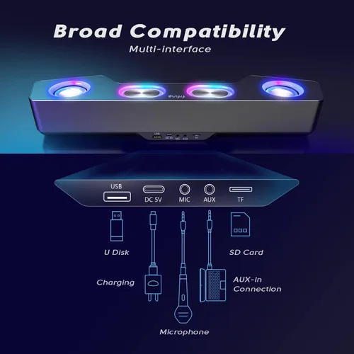 Vista 6 de Fifine - Altavoces de PC para computadora de escritorio, altavoces Bluetooth inalámbricos para juegos, transmisión, fiesta, deportes electrónicos